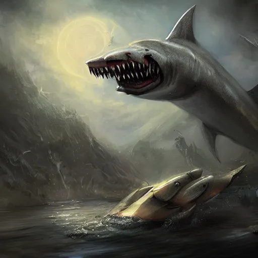 fantasy art of a land shark, fantasy, trending on