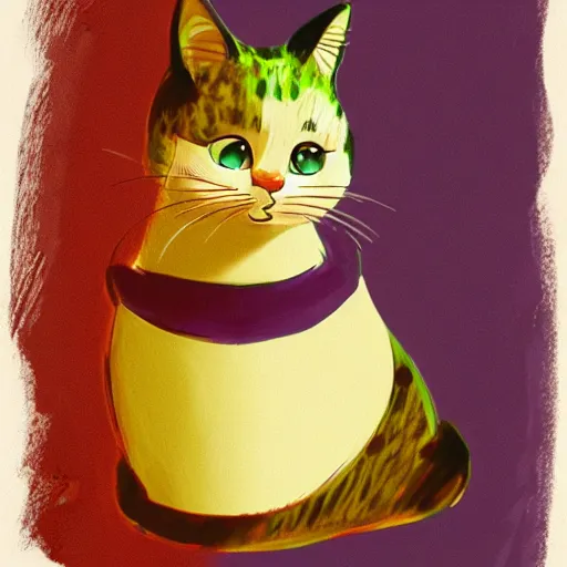 Image similar to concept art portrait of cat wearing dress, pixar, disney