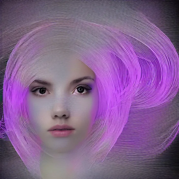 Image similar to luminiscent deep glitch ribbon jelly with a human face