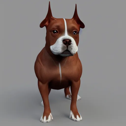 Prompt: 3 d model of a staffordshire terrier, octane render, raytraced