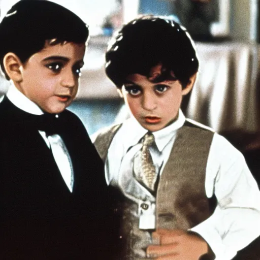 Image similar to still frame from anomalous copy of %The Godfather 2% where Fred Savage played young Vito Corleone.