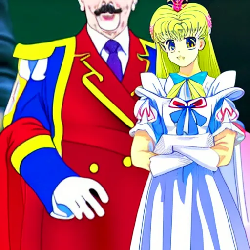 Prompt: president of belorussia, alexander lukashenko as anime princess, sailor moon, anime,WLOP, perfect faces, fine details