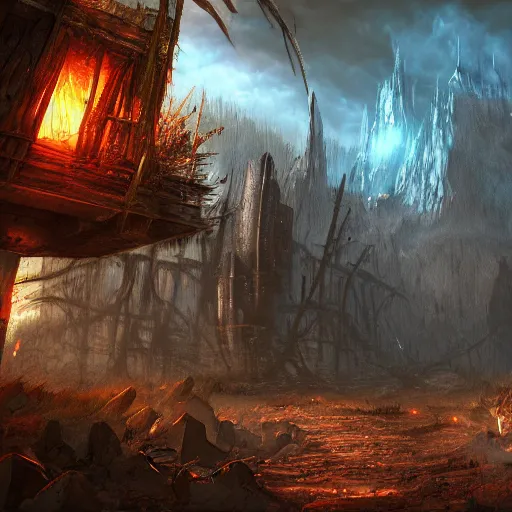 Image similar to fantasy apocalypse environment, digital art, unreal engine 5, 4 k