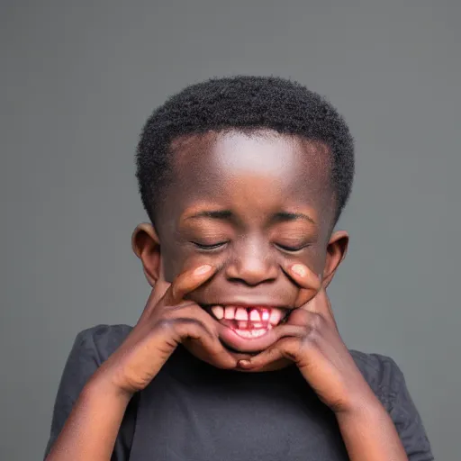 Prompt: photo of a black boy crying, studio portrait