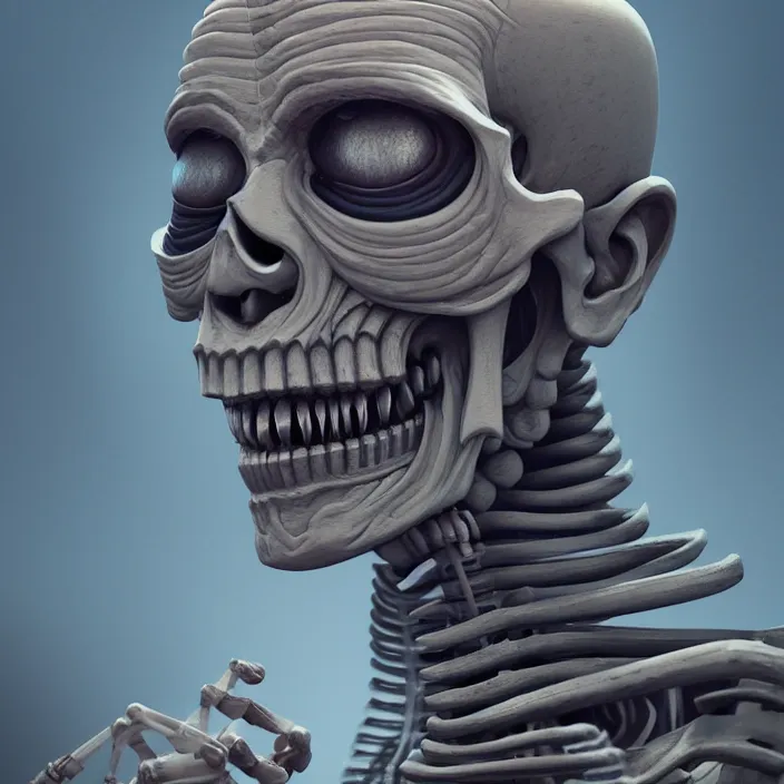 Image similar to portrait of Buddhist Monk as skeleton. intricate abstract. intricate artwork. by Tooth Wu, wlop, beeple, dan mumford. octane render, trending on artstation, greg rutkowski very coherent symmetrical artwork. cinematic, hyper realism, high detail, octane render, 8k, iridescent accents