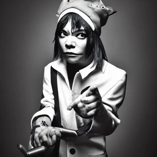 Image similar to Award winning portrait photography of Noodle from gorillaz as a human