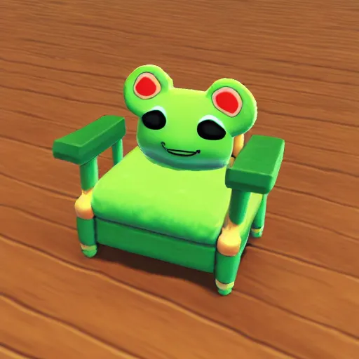 Image similar to froggy chair, 3d model, animal crossing, froggy chair, adorable, cute, detailed