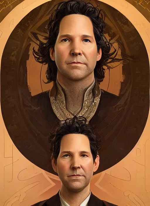 Prompt: Portrait of the Benevolent Paul Rudd, fantasy, extremely detailed, digital painting, artstation, concept art, smooth, sharp focus, illustration, stunning lighting, art by artgerm and greg rutkowski and alphonse mucha and simon stalenhag, realistic character concept, high fantasy, light atmosphere, golden ratio, cinematic lighting, hyperdetailed, high resolution, insanely detailed and intricate, artstation, Marc Simonetti, Greg Rutkowski, 8k
