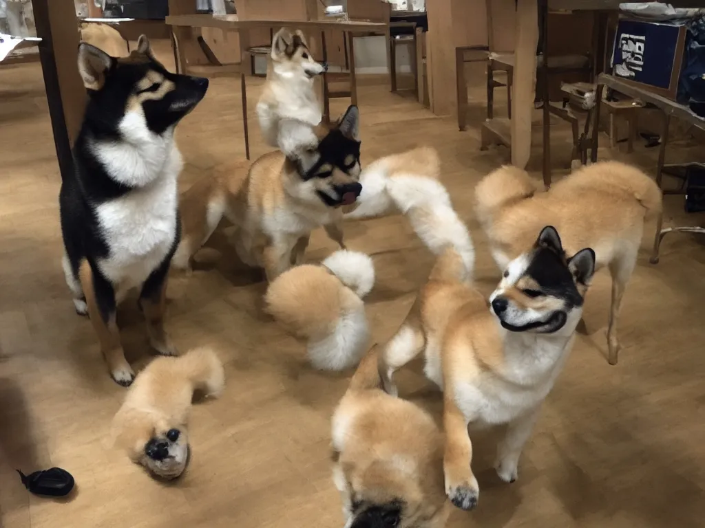 Image similar to shiba inu in the backrooms