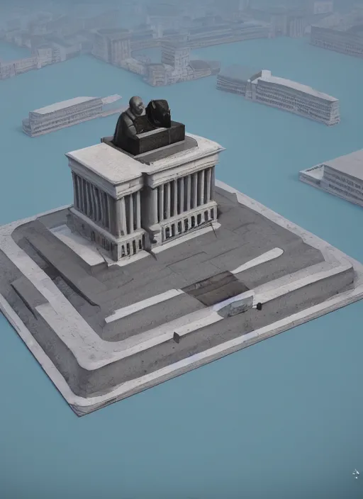 Image similar to lenin's monument isometric aerial by beeple, wlop, unreal engine 5, lumen, nanite