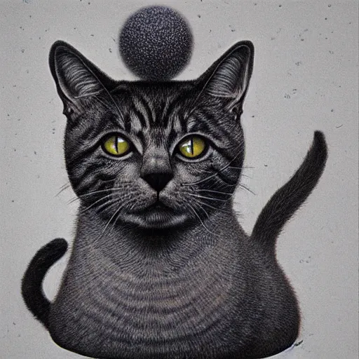 Prompt: hipster cat by wayne barlowe