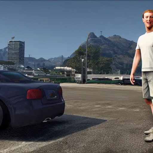 Prompt: mark zuckerberg posing on a gta load screen