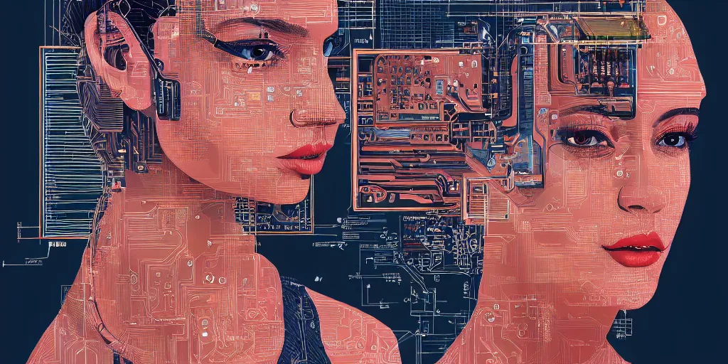 Image similar to portrait of computer & circuits, 8 k, by tristan eaton, trending on deviantart, face enhance, hyper detailed, minimalist, super detailed, cinematic, unreal engine, octane render, chalk texture on canvas