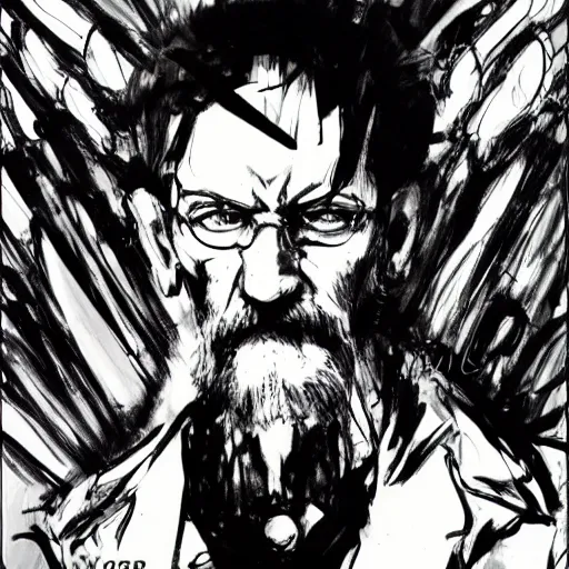 Prompt: sigmund freud in the style of yoji shinkawa