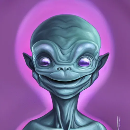 Prompt: cute grey purple alien, digital painting, ultradetailed, artstation, oil painting, ultradetailed, artstation