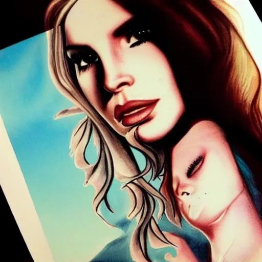 Image similar to Lana del rey tattoo design, photorealistic, dramatic