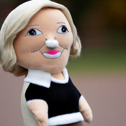 Image similar to liz truss as a plush toy,