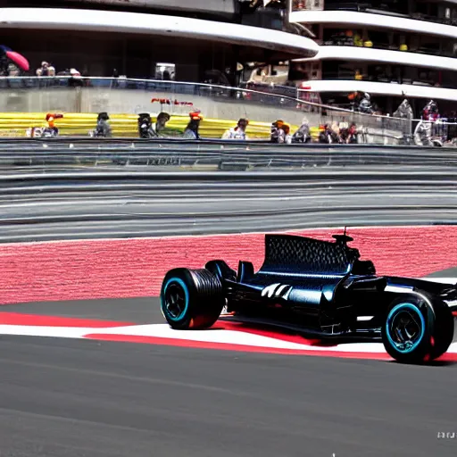 Image similar to an futuristic formula one speeding on the monaco grand prix, photography