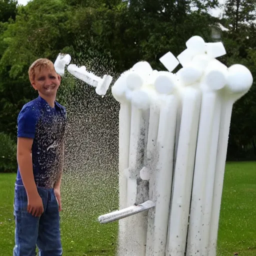 Prompt: a giant diet coke and mentos eruption with fizzy cola