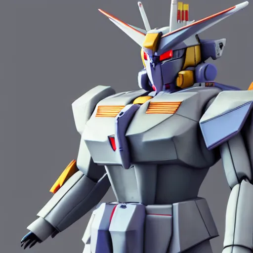 Image similar to hyperrealistic 3 d render of a bust of a gundam created by yuuki morita and ludvig holmen, brilliantly colored, octane render, 3 d animated, unreal engine 5, volumetric lighting, hdr, cinematic atmosphere, smooth surface, 8 k