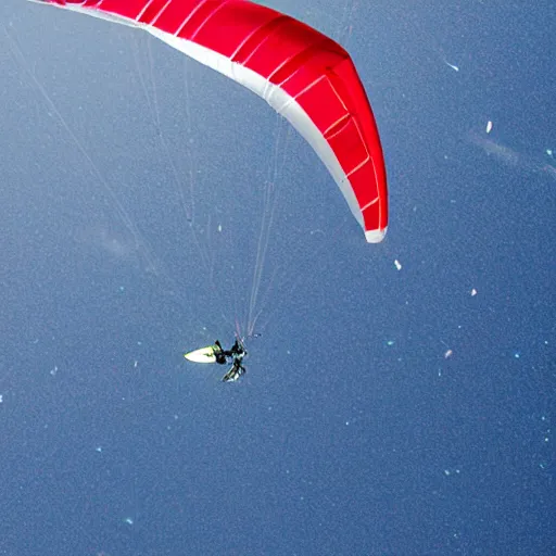 Prompt: parasailor in outer space with a red sail