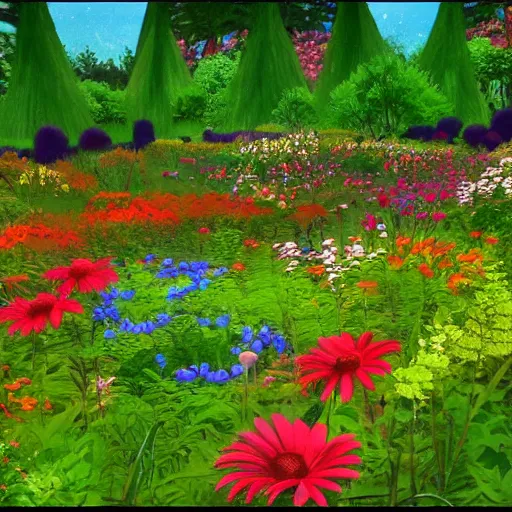 Prompt: flower forest background made by studoo ghibli, beautiful scene