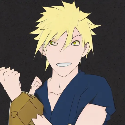 Image similar to young blonde boy fantasy thief in a tavern surrounded by a diverse group of friends, full metal alchemist, anime style