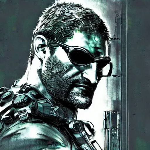 Image similar to sam fisher from splinter cell by yoji shinkawa, concept art