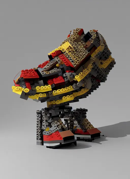 Image similar to sneaker made out of lego, steampunk, sculpture, cinema 4 d, octane render