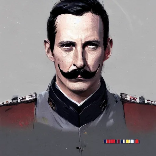 Prompt: portrait of a man by greg rutkowski, british features, short black hair in military style, moustache, perfect military composure, wearing imperial captain uniform, star wars expanded universe, he is about 4 0 years old, highly detailed portrait, digital painting, artstation, concept art, smooth, sharp foccus ilustration, artstation hq