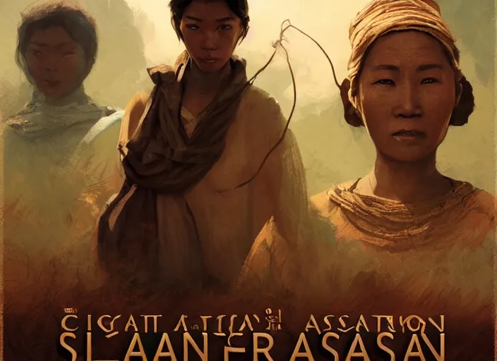 Image similar to poster for an animation film called the last asian slave woman, 8 k, hd, art by craig mullins