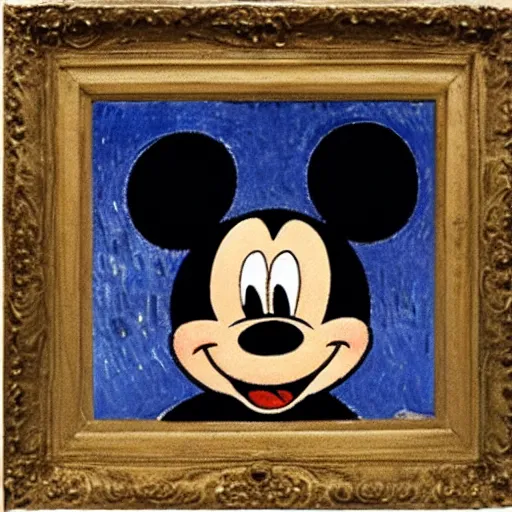 Image similar to mickey mouse painted by vincent van gogh, oil - on - canvas, highly detailed, 8 k