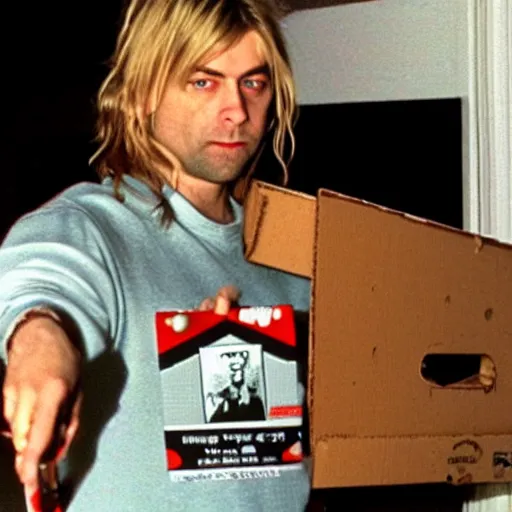 Image similar to Kurt Cobain on Ring Doorbell footage delivering pizza