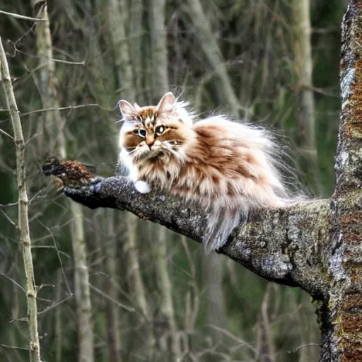 Prompt: siberian cat hunting bird