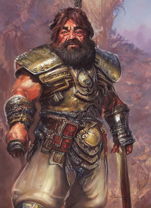 Prompt: a realistic fantasy portrait painting of a male dwarf warrior, ultra detailed, art by ralph horsley, swanland, sabbas