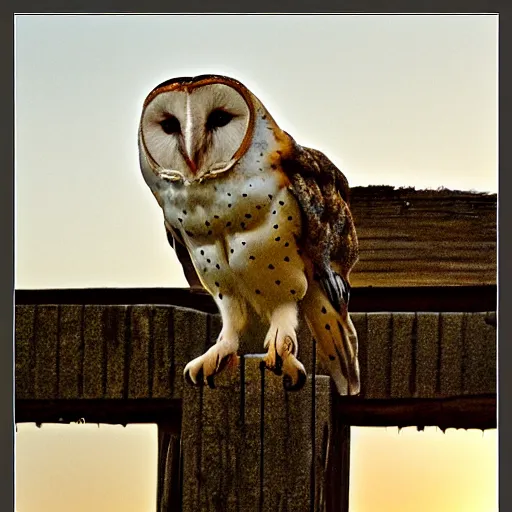 Prompt: sadness, sunrise, suspended life, a picture of a barn owl.