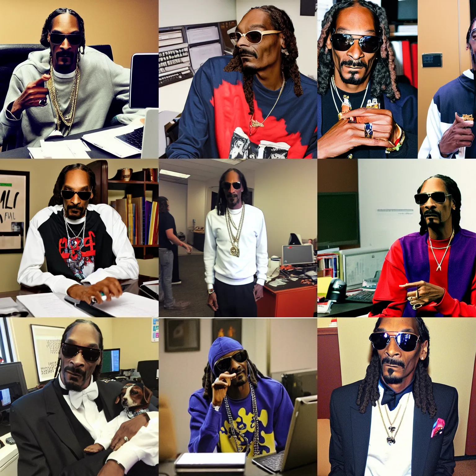 Prompt: Snoop Dogg in the office