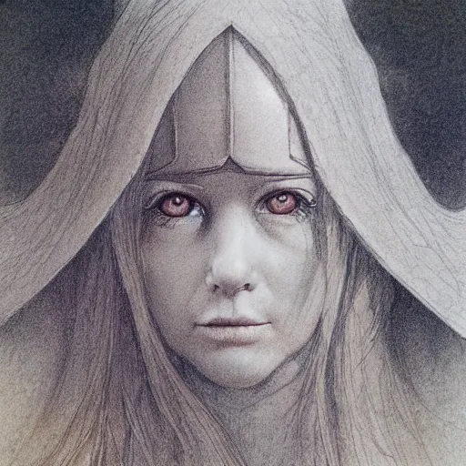 Prompt: female gnome progenitor, illustration by Alan Lee