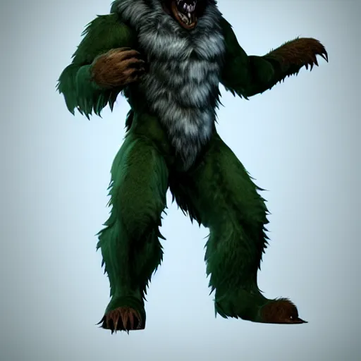 Image similar to cute handsome cuddly werewolf from van helsing unreal engine hyperreallistic render 8k character concept art masterpiece green