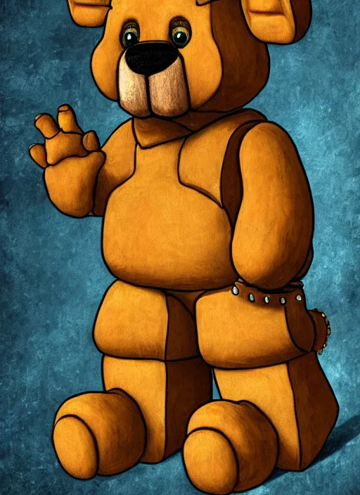 Image similar to Freddy Fazbear painted by leonardo da vinci, detailed digital art, trending on Artstation