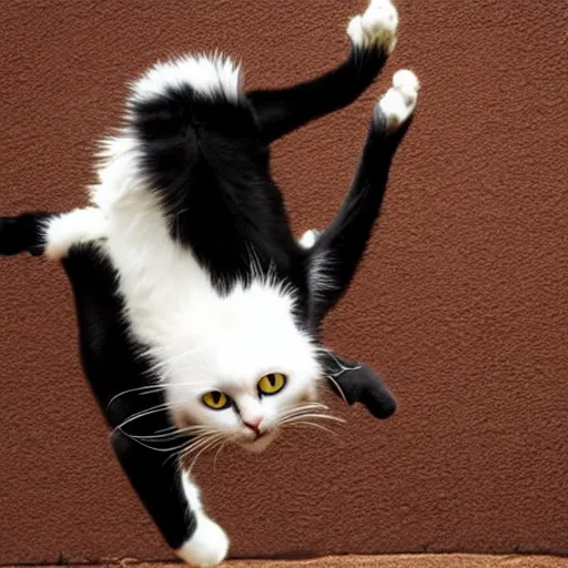 Image similar to a cat doing a backflip, realistic