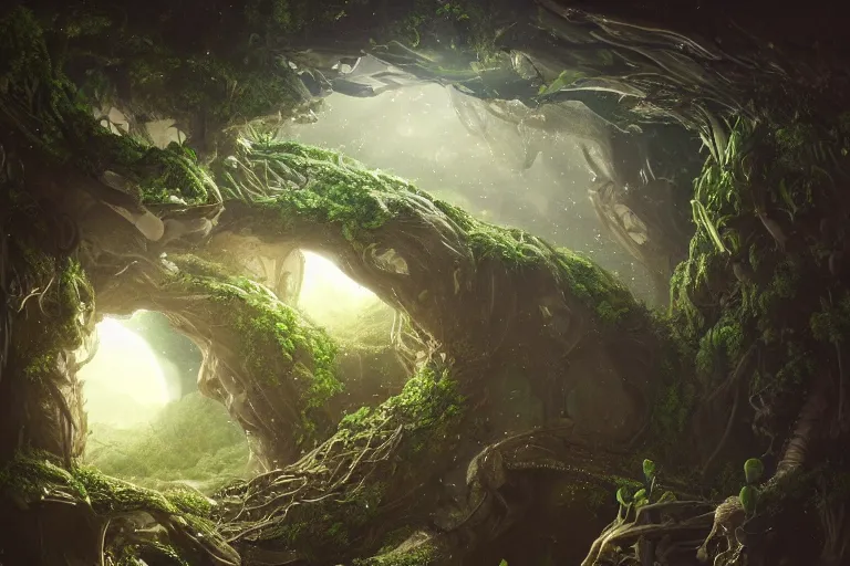 Image similar to the most amazing dream you ever had about alien botany, hyper realistic, ambient lighting, concept art, intricate, hyper detailed, smooth, dynamic volumetric lighting, octane, cinematic