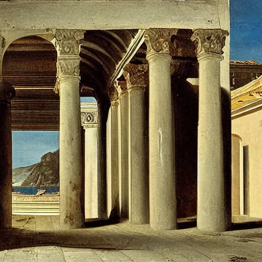 Image similar to a loggia from procida by martinus rørbye, 1 8 3 5,