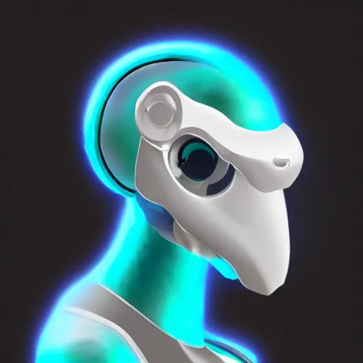 Image similar to very very beautiful cybernetic bottlenose dolphin bust profile picture, male anthropomorphic android design, bulbous beak, side profile shot, commission on FurAffinity, digital art, unreal engine