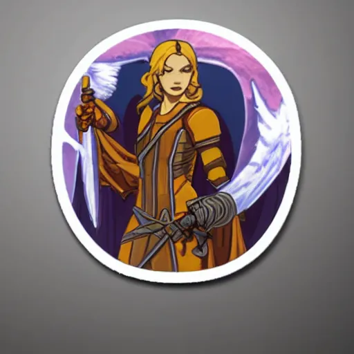 Image similar to a sticker of an aasimar from dungeons and dragons