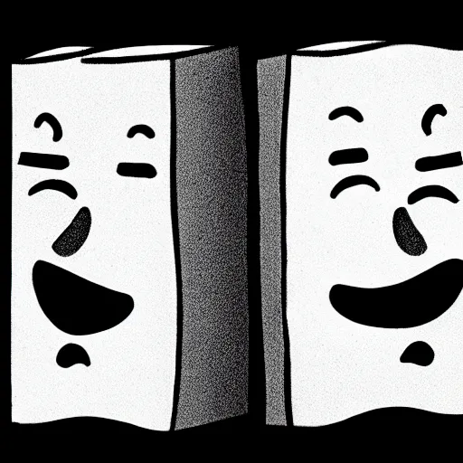 Prompt: book illustration of a chocolate bar crying because he has been split in half, book illustration, monochromatic, white background, black and white image