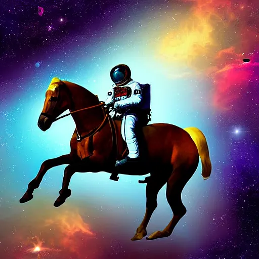 Prompt: digital art, astronaut riding a horse in space