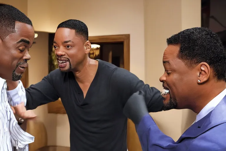 Prompt: chris rock slapping will smith