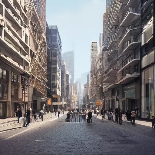 Image similar to a perfect street designed by norman foster. cinematic, 8 k, inspirational.