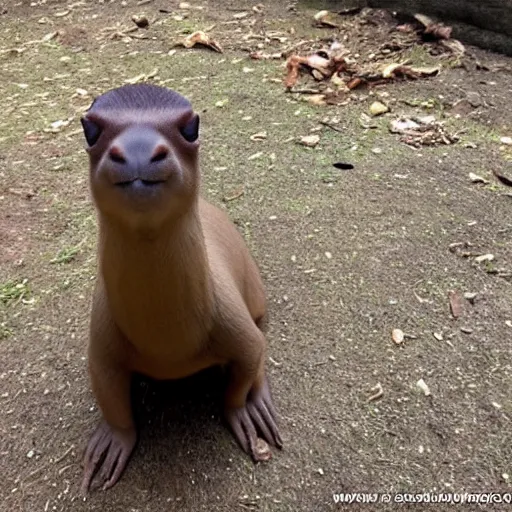 Prompt: happy capibara looking at the camera